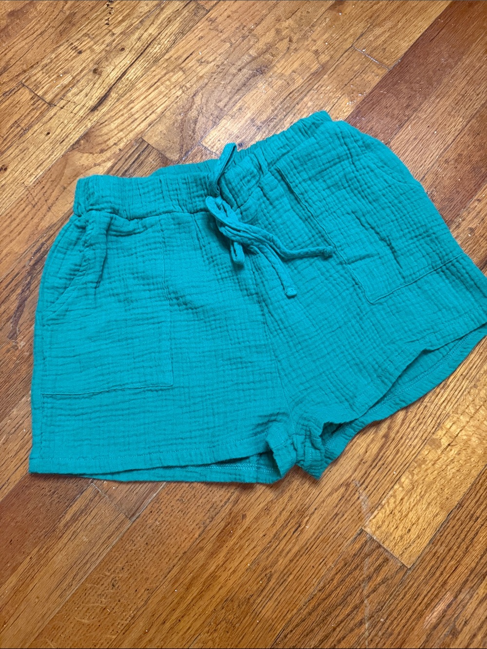 Women’se Teal Drawstring Gauze Shorts